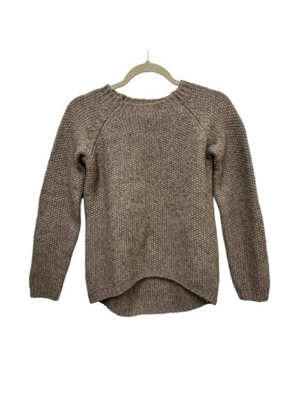 Benedetta B Women's Size S Sweater Wool Alpaca Knit Crew Neck Beige Hi Low Italy